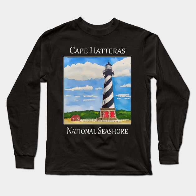 Cape Hatteras National Seashore Lighthouse Long Sleeve T-Shirt by WelshDesigns